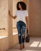 Women Distressed High-Waist Skinny Jeans