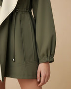 Women Drawcord Waist Utility Windbreaker