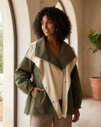Women Drawcord Waist Utility Windbreaker