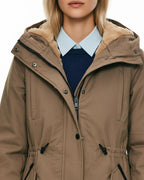 Women Drawstring Waist Fleece-Lined Parka