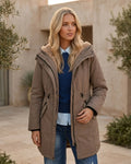 Women Drawstring Waist Fleece-Lined Parka