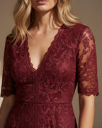 Women Embroidered Lace Tulle Maxi Dress - 3
