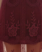 Women Embroidered Lace Tulle Maxi Dress - 5
