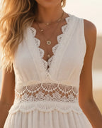 Women Floral Lace V-Neck Maxi Dress - 3