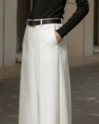 Women's Seamed High-Waist Maxi Skirt - Floor-Length H-Line Solid Color Skirts with Belt Loops, Pockets, and High Waist | Polarys - 4