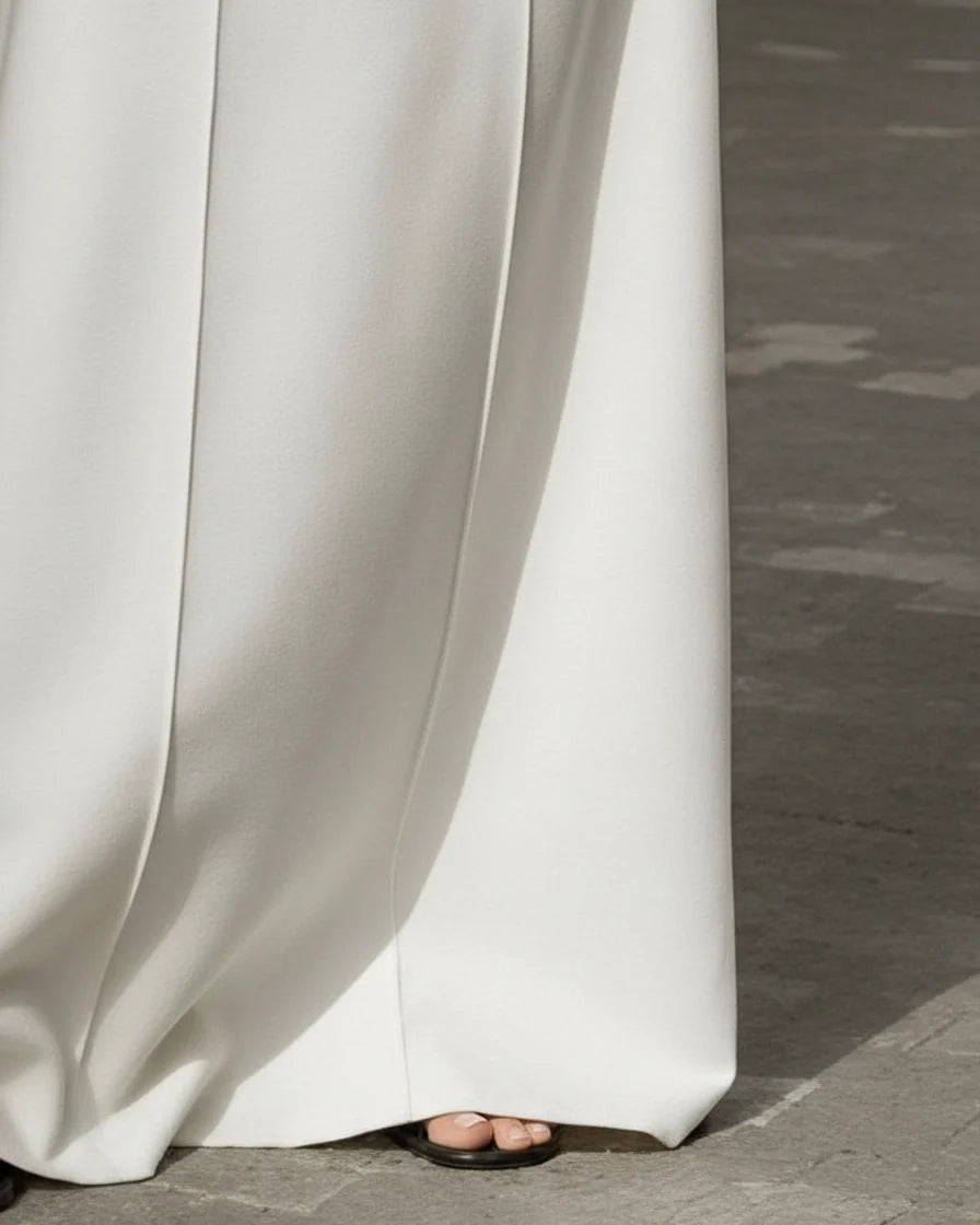 Women's Seamed High-Waist Maxi Skirt - Floor-Length H-Line Solid Color Skirts with Belt Loops, Pockets, and High Waist | Polarys - 5