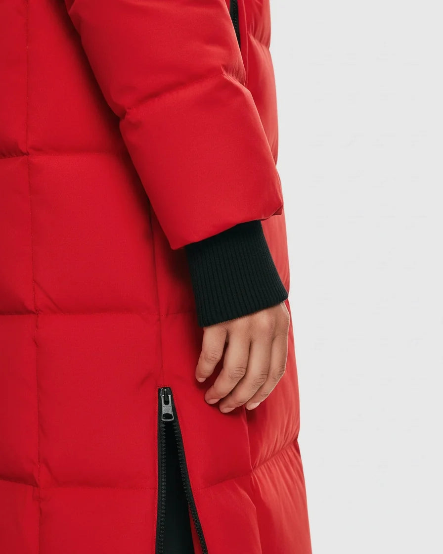 Women Hooded Quilted Midi Puffer
