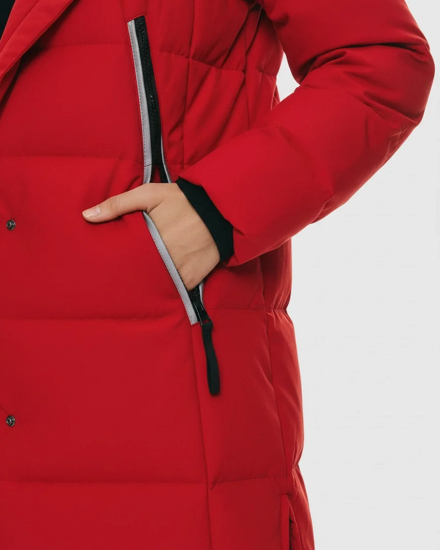Women Hooded Quilted Midi Puffer