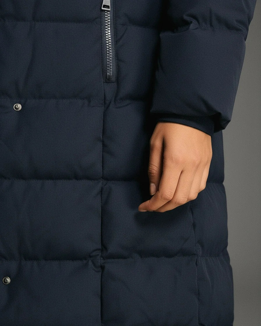 Women Plush Trim Quilted Puffer Coat