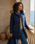 Women Plush Trim Quilted Puffer Coat
