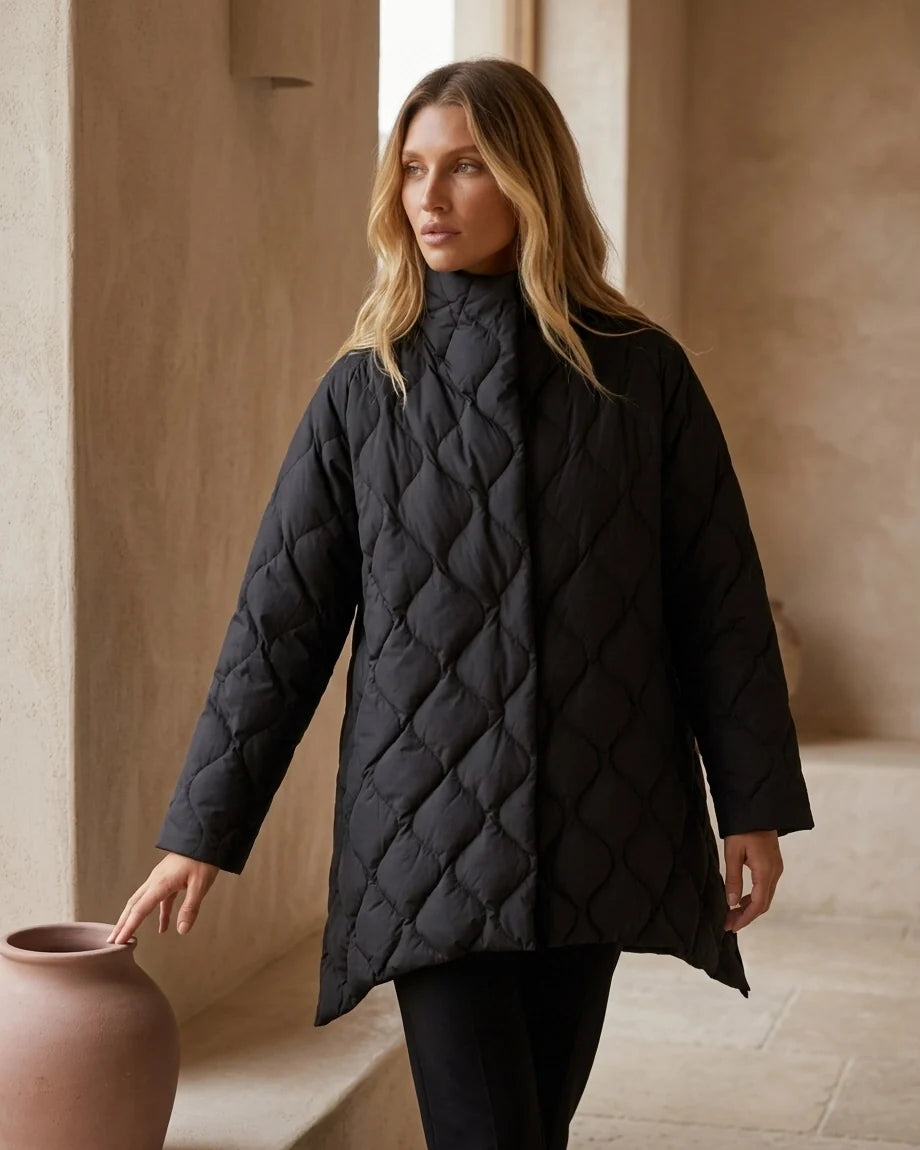 Women Quilted Stand Collar Puffer Jacket