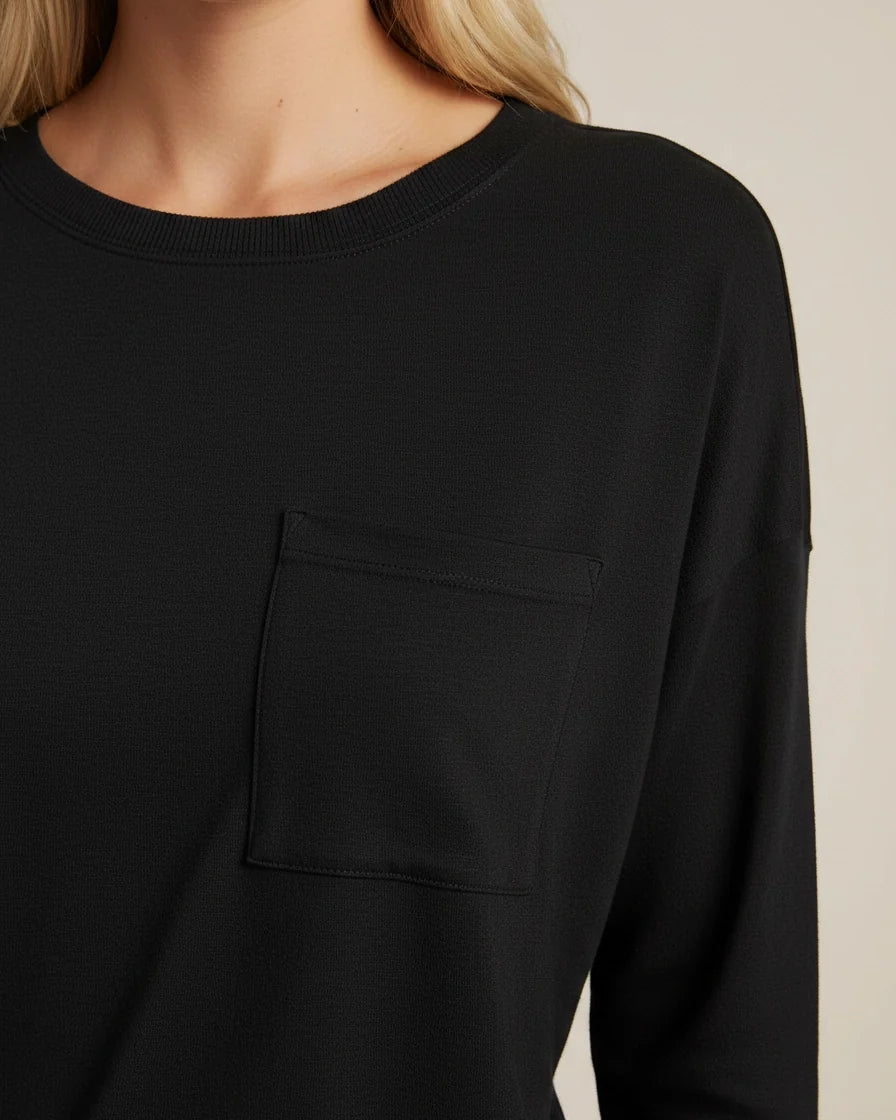 Women Relaxed Pocket Long Sleeve Top