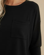 Women Relaxed Pocket Long Sleeve Top