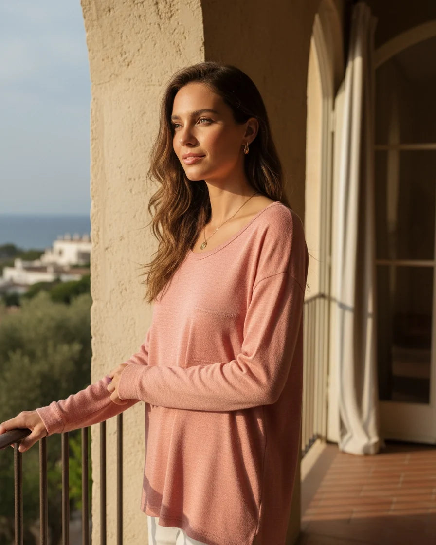 Women Relaxed Pocket Long Sleeve Top