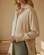 Women's Satin-Finish Button-Up Blouse