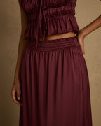 Women Ruffled Mulberry Satin Tank