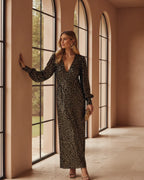 Women Shimmering V-Neck Relaxed Maxi Dress
