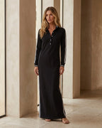 Women Contrast-Trimmed Knit Maxi Dress