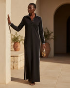 Women Contrast-Trimmed Knit Maxi Dress
