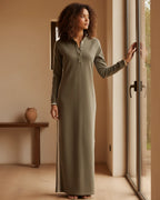 Women Contrast-Trimmed Knit Maxi Dress